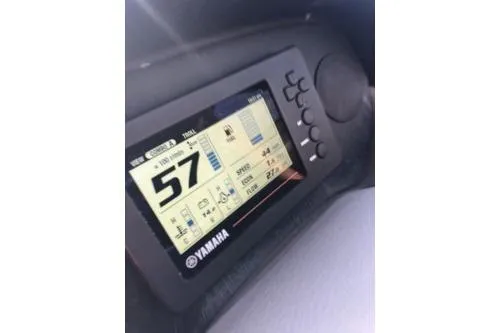 Slide: The Image of Yamaha digital display on 2017 Crownline Eclipse E6 XS boat dashboard. - 41