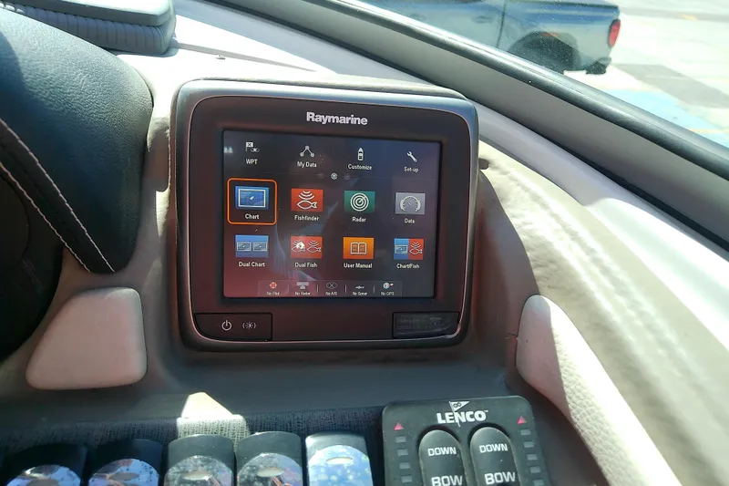 Slide: The Image of Raymarine navigation display on 2017 Crownline Eclipse E6 XS boat dashboard. - 42