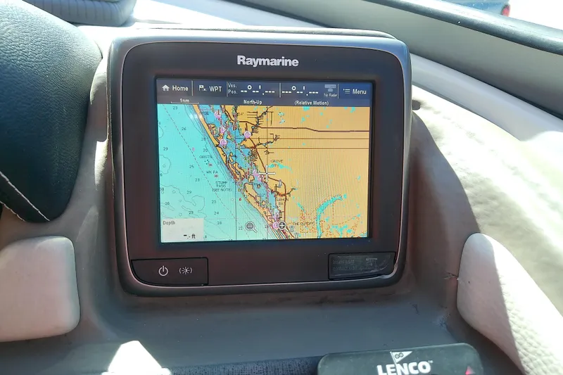 Slide: The Image of Raymarine navigation display on 2017 Crownline Eclipse E6 XS boat dashboard. - 43