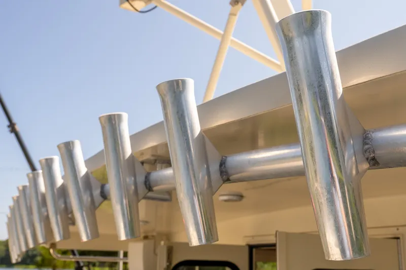 Slide: The Image of Metal rod holders on a boat, clear sky background, Flowers model 43, 2016. - 15