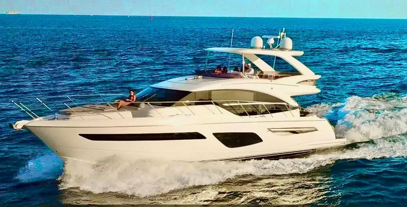 The Image of Luxurious 2018 Princess F55 yacht cruising on open sea. - 0