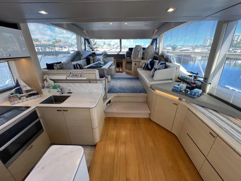 Slide: The Image of Luxurious interior of 2018 Princess F55 yacht with modern furnishings and panoramic windows. - 8