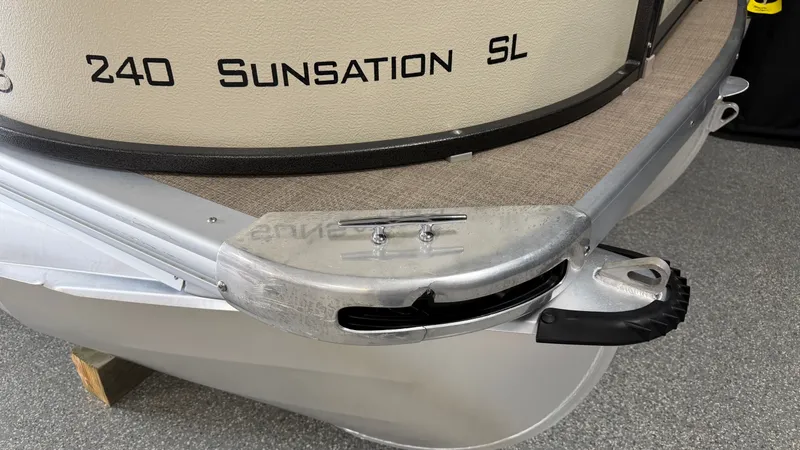 Slide: The Image of Close-up of the bow of a 2014 Premier 240 Sunsation SL pontoon boat. - 8
