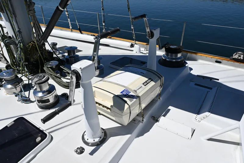 Slide: The Image of Deck of 1968 Abeking & Rasmussen Tripp 74 yacht with winches and rigging. - 46