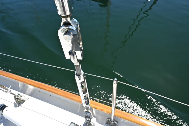 Slide: The Image of Close-up of rigging on a 1968 Abeking & Rasmussen Tripp 74 sailboat. - 47