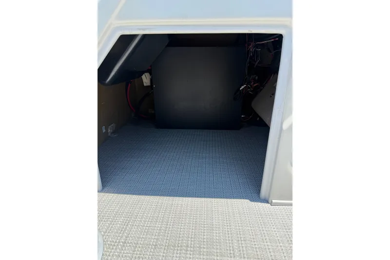 Slide: The Image of 2024 Regency R250DL3 interior storage compartment with carpeted flooring and wiring. - 27