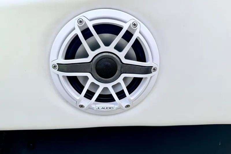 Slide: The Image of JL Audio speaker on 2018 Glastron GT 185 boat. - 26