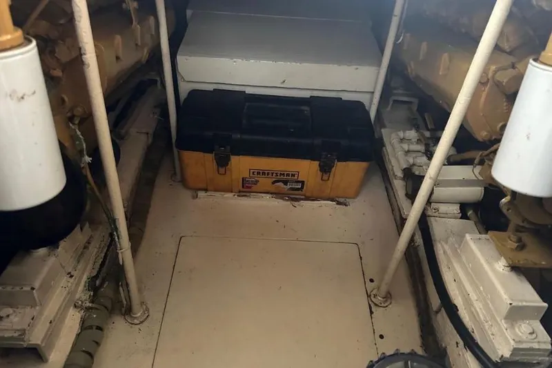 Slide: The Image of Engine room of 1985 Egg Harbor 33 Sedan with Craftsman toolbox. - 50