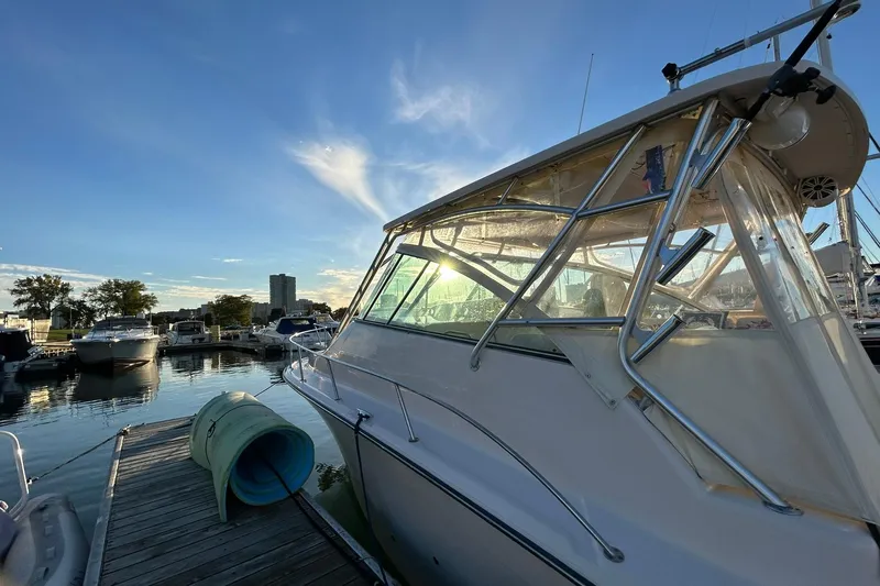 Slide: The Image of 2007 Grady-White Express 360 docked at marina during sunset. - 39