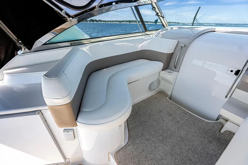 Slide: The Image of Interior of 2000 Formula 41 Performance Cruiser with sleek seating and ocean view. - 17