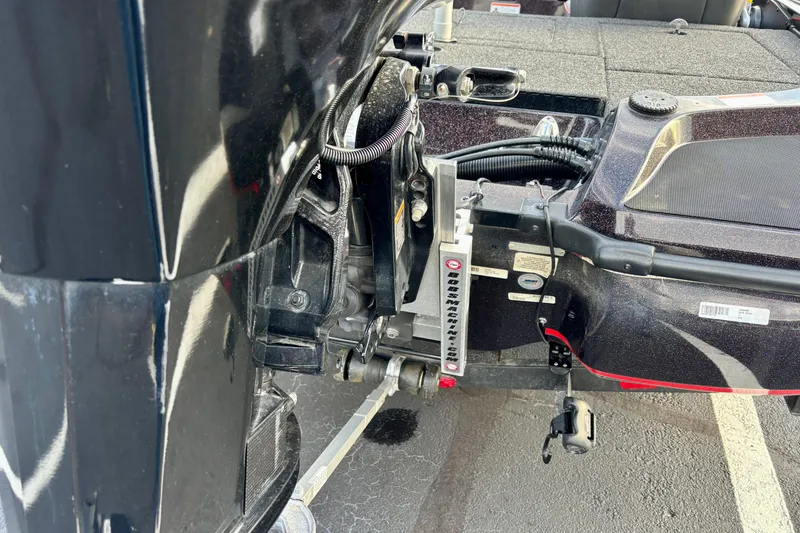 Slide: The Image of Close-up of a 2018 Nitro Z18 boat engine mount and transom details. - 8
