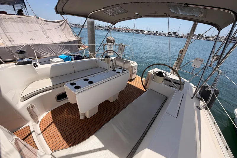 Slide: The Image of Cockpit of 1999 Jeanneau Sun Odyssey 45.2 sailboat docked at marina. - 22