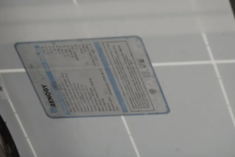 Slide: The Image of Renogy solar panel label on Lagoon 35 CCC, 1996 model. - 50
