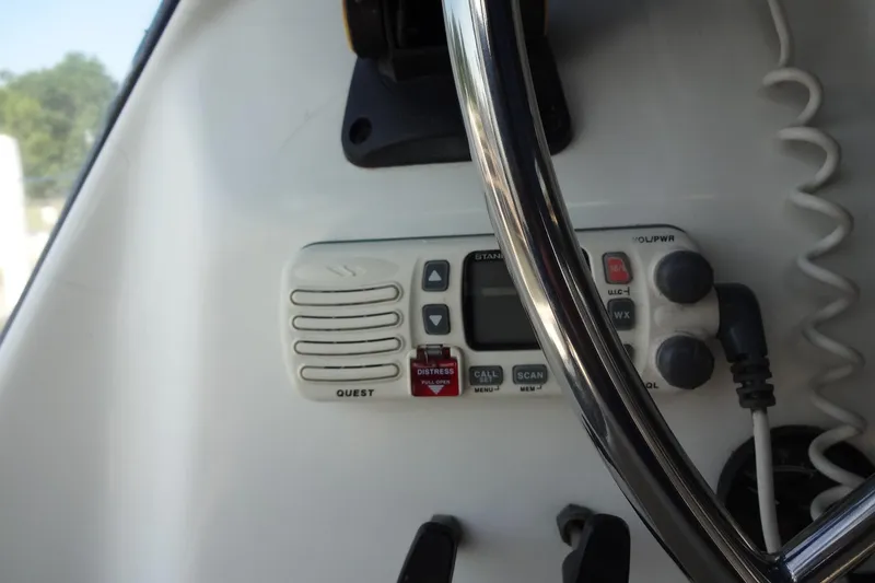 Slide: The Image of Close-up of a marine radio on a 1996 Lagoon 35 CCC yacht. - 79