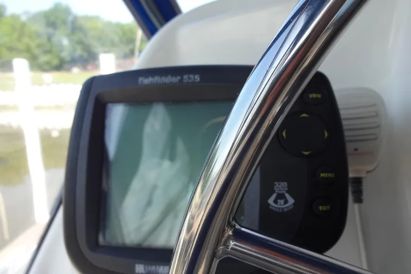 Slide: The Image of Close-up of a Humminbird Fishfinder 535 on a 1996 Lagoon 35 CCC boat. - 80