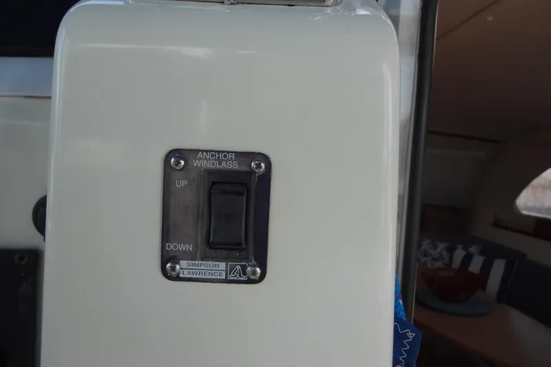 Slide: The Image of Anchor windlass control switch on 1996 Lagoon 35 CCC boat interior. - 82