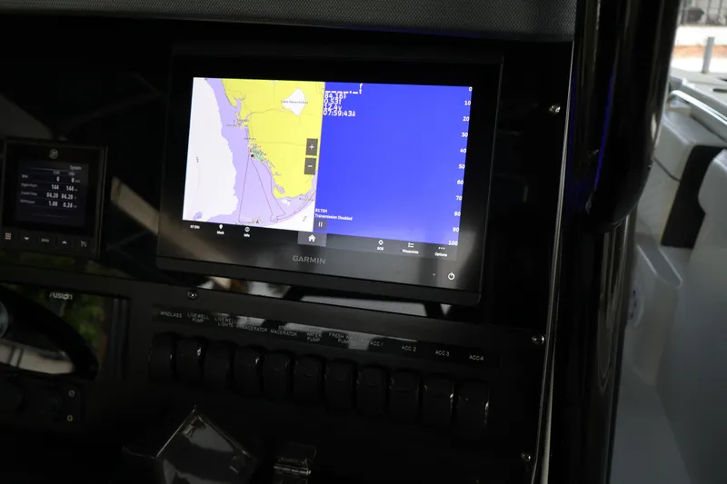 Slide: The Image of Garmin navigation display on 2021 Blackfin 272 CC boat dashboard. - 13