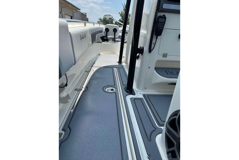Slide: The Image of 2020 Blackwood 270 LXF boat interior with sleek design and modern features. - 8