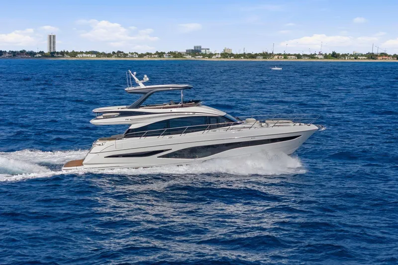Slide: The Image of Luxury Princess F65 yacht cruising on open sea, 2026 model. - 1
