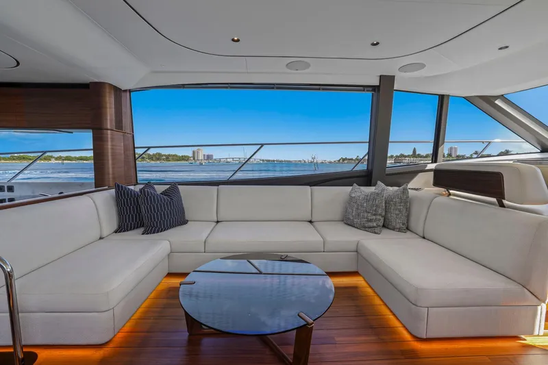 Slide: The Image of Luxurious interior of 2026 Princess F65 yacht with elegant seating and ocean view. - 43