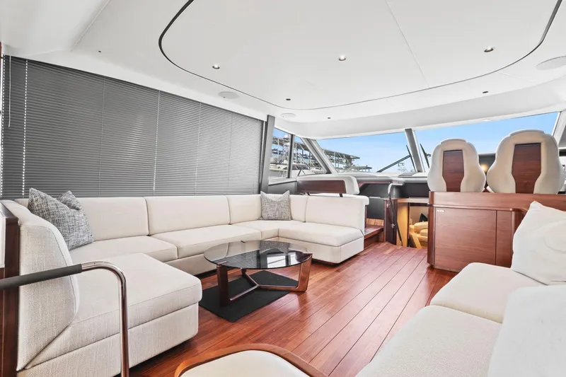 Slide: The Image of Luxurious interior of 2026 Princess F65 yacht with elegant seating and modern design. - 45