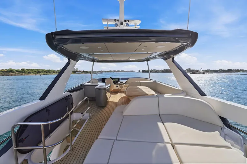 Slide: The Image of Luxurious 2026 Princess F65 yacht interior with spacious seating and ocean view. - 63