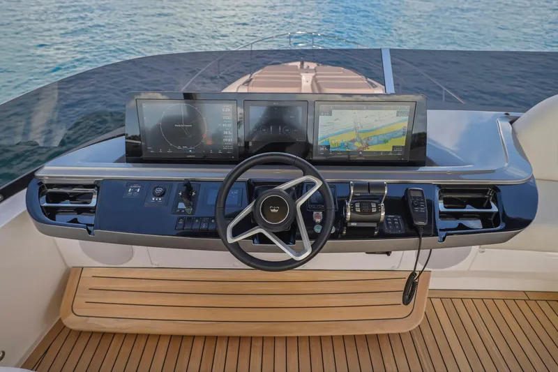 Slide: The Image of Helm of 2026 Princess F65 yacht with advanced navigation displays and controls. - 71