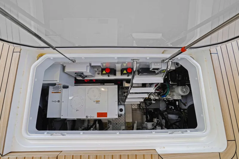 Slide: The Image of Engine compartment of 2026 Princess F65 yacht, showcasing mechanical components and systems. - 79