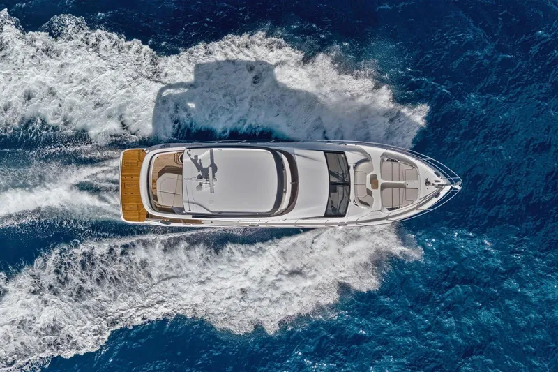 Slide: The Image of Aerial view of 2026 Princess F65 yacht cruising on open sea. - 8