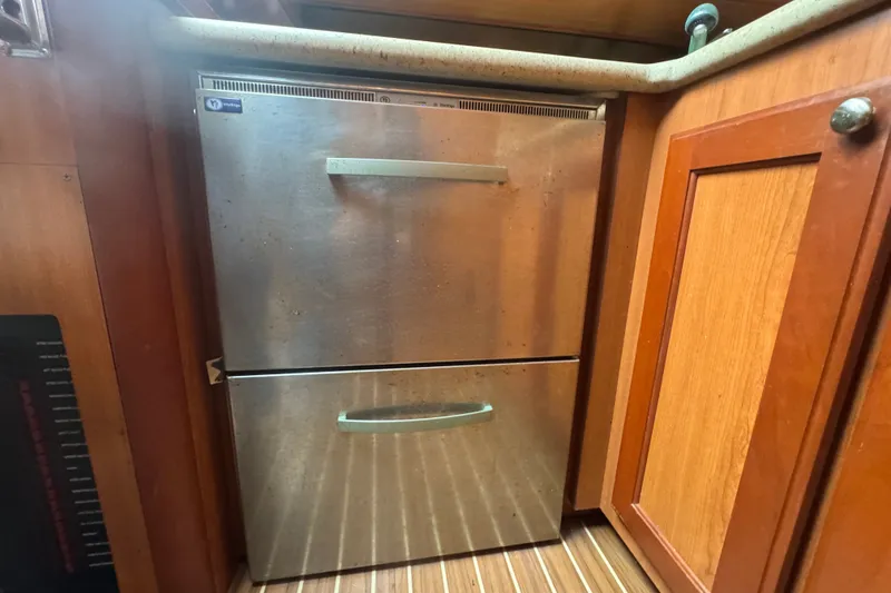 Slide: The Image of Stainless steel double-drawer refrigerator in 2008 Luhrs 41 Open yacht kitchen. - 90