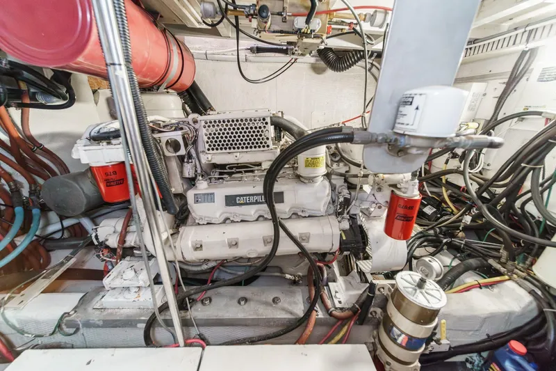Slide: The Image of Engine room of a 1991 Californian 55 Cockpit Motor Yacht with Caterpillar engine. - 54
