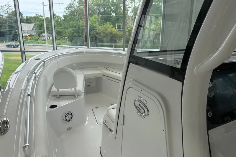 Slide: The Image of 2026 Sportsman Open 252 Center Console boat interior with seating and console details. - 1