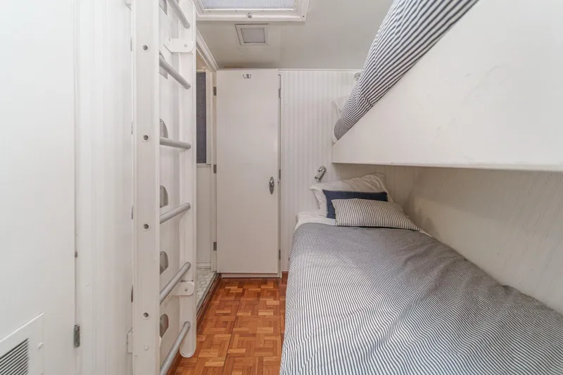 Slide: The Image of Compact cabin with bunk beds and ladder on a 1969 Burger Flush Deck yacht. - 67