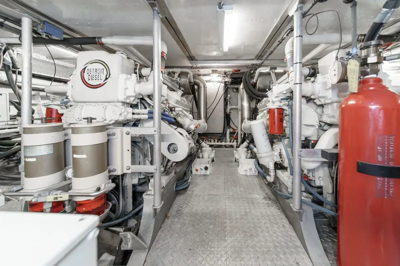 Slide: The Image of Engine room of a 1969 Burger Flush Deck yacht with Detroit Diesel engines. - 71