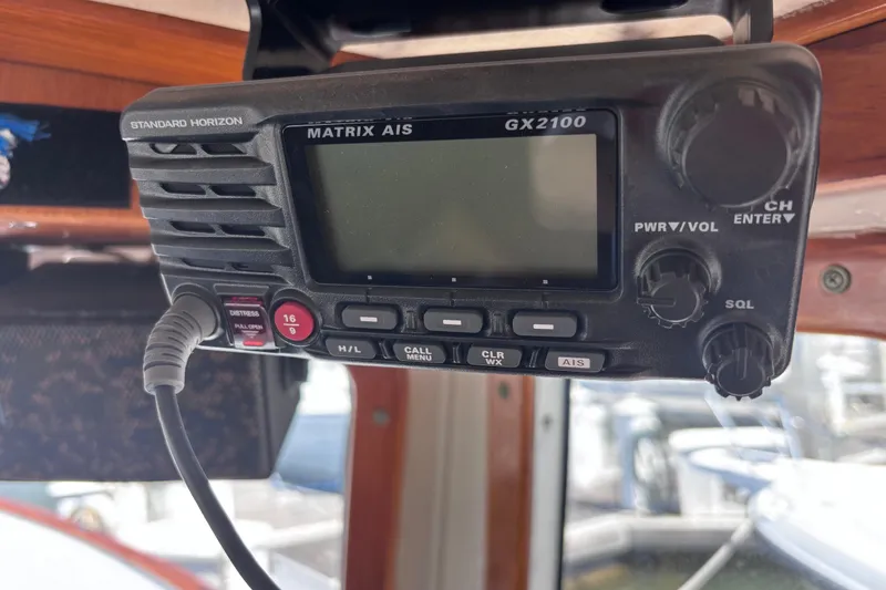 Slide: The Image of Standard Horizon Matrix AIS GX2100 radio on 1985 Transpacific Marine Pacific Eagle 32 yacht. - 43