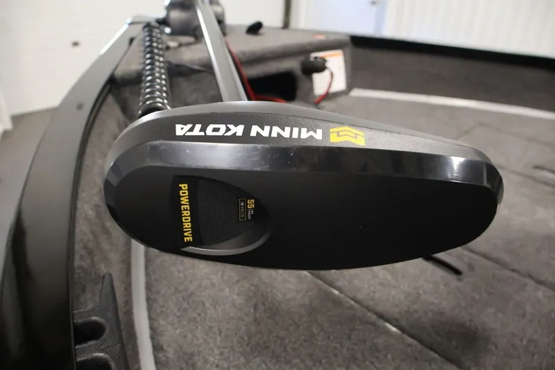Slide: The Image of Minn Kota PowerDrive motor on 2027 Lowe Fishing Machine 1625SC boat deck. - 40
