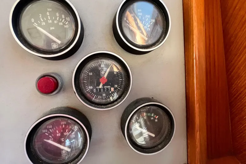 Slide: The Image of Dashboard gauges of a 1989 Ocean Alexander 440 Sundeck CPMY yacht. - 3