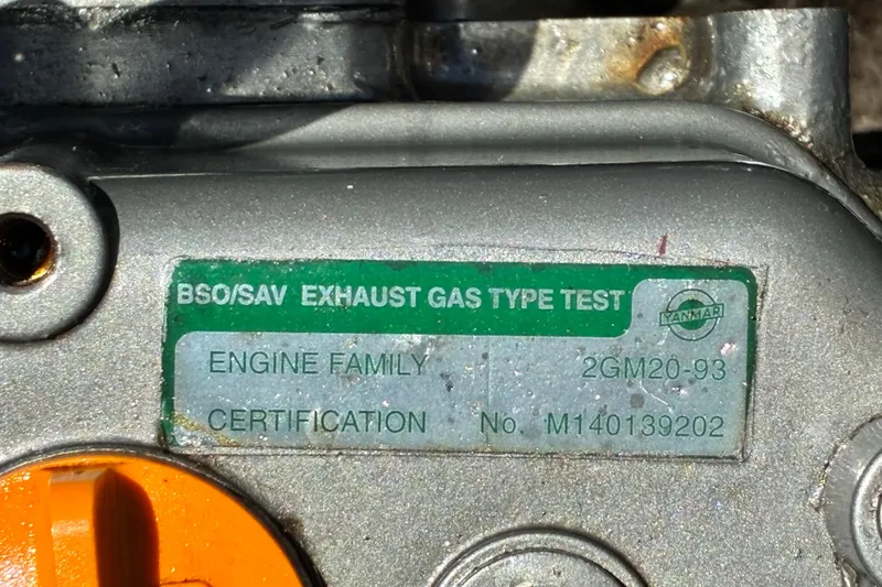 Slide: The Image of Close-up of Yanmar engine certification label on 2003 Castine Harbor Launch. - 19