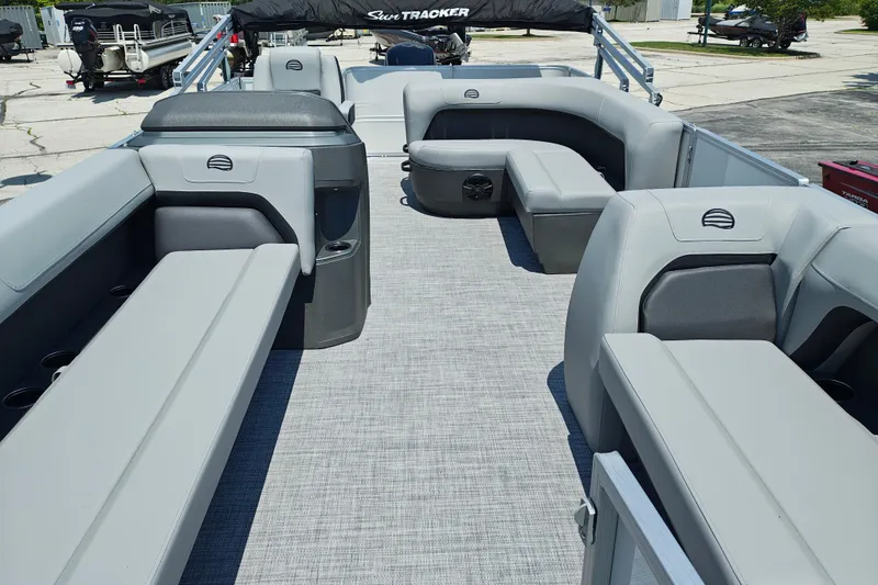 Slide: The Image of 2026 Sun Tracker Party Barge 18 DLX with spacious seating and modern design. - 3