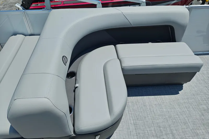 Slide: The Image of Luxurious seating on 2026 Sun Tracker Party Barge 18 DLX pontoon boat. - 9