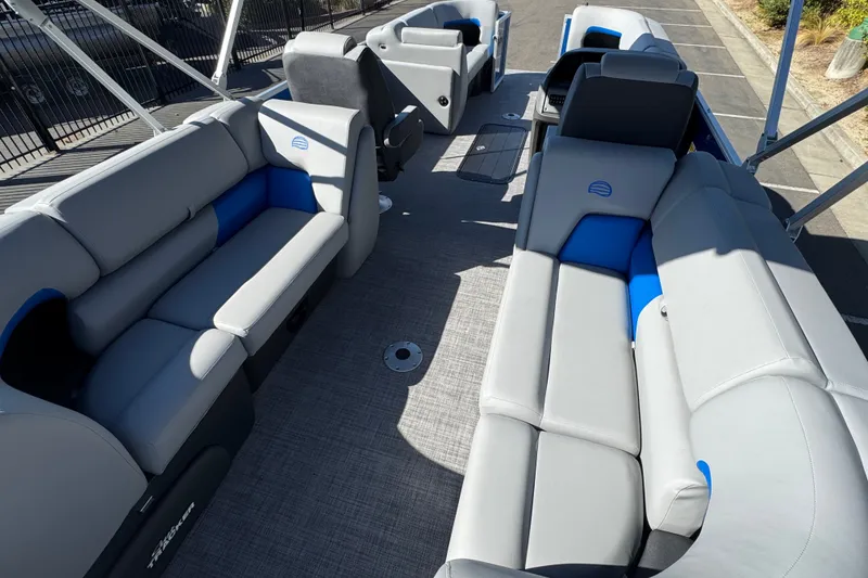 Slide: The Image of 2026 Sun Tracker Party Barge 22 XP3 interior with spacious seating and modern design. - 15