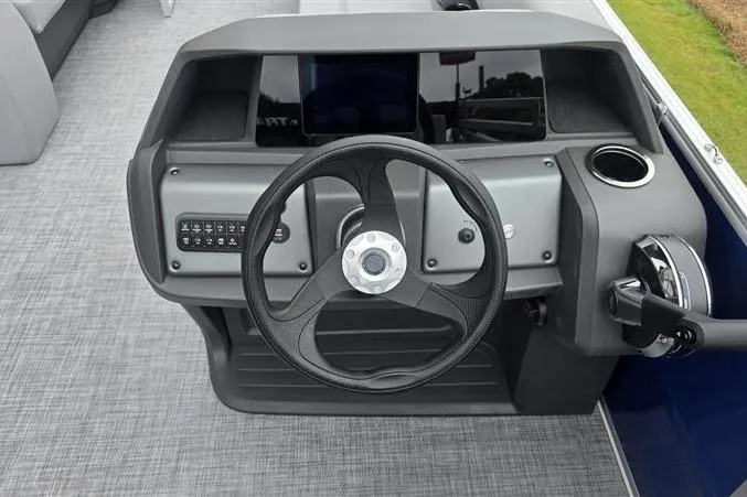 Slide: The Image of Steering console of 2026 Sun Tracker Party Barge 18 DLX pontoon boat. - 10