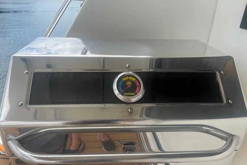 Slide: The Image of Stainless steel grill on 2002 Canoe Cove 50 Pilothouse Luxury Yacht deck. - 6