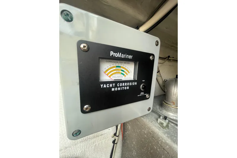 Slide: The Image of ProMariner yacht corrosion monitor on 2002 Canoe Cove 50 Pilothouse Luxury Yacht. - 63