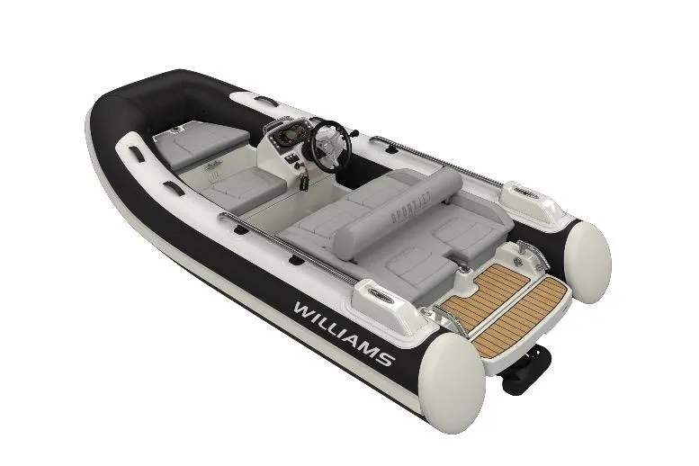 The Image of 2024 Williams 345 Sports Jet boat with sleek design and comfortable seating. - 1