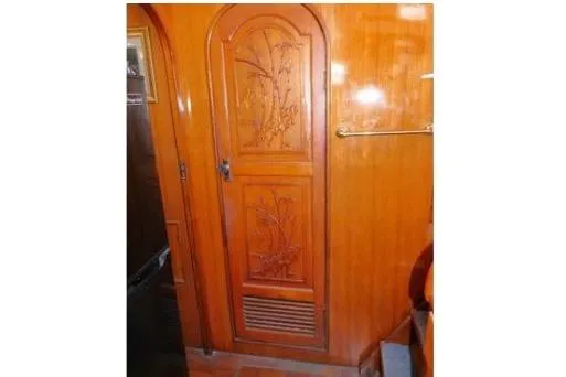 Slide: The Image of Wooden interior door with carved floral design on 1983 Chung Hwa Sedan Trawler. - 18