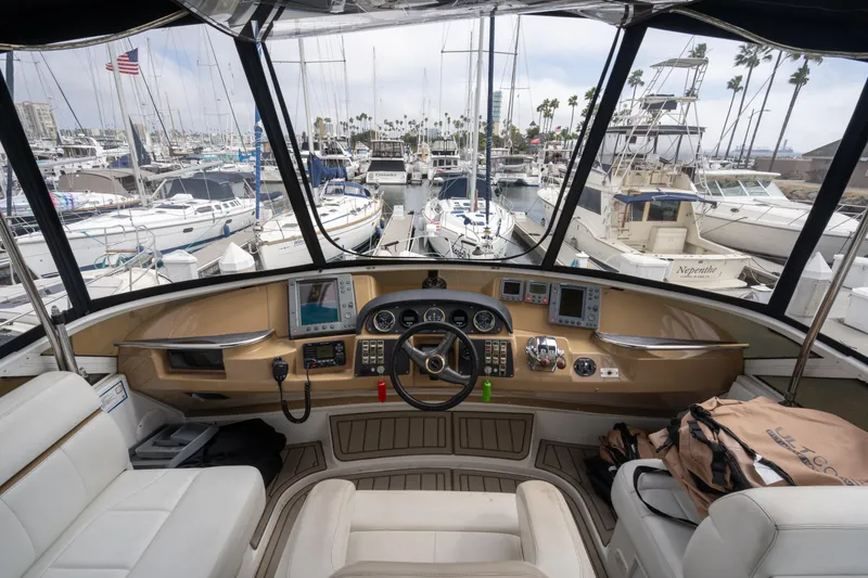 Slide: The Image of Interior view of 2001 Carver 396 Motor Yacht in marina. - 5