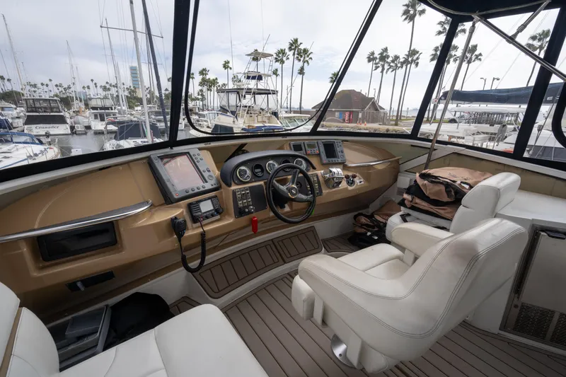 Slide: The Image of Interior of 2001 Carver 396 Motor Yacht at marina. - 6