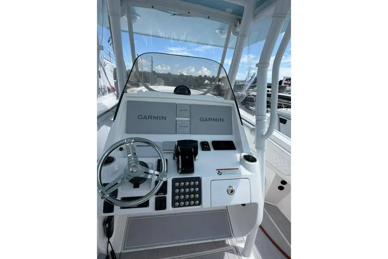 Slide: The Image of Helm of 2020 Intrepid 375 Nomad SE with Garmin navigation system. - 6