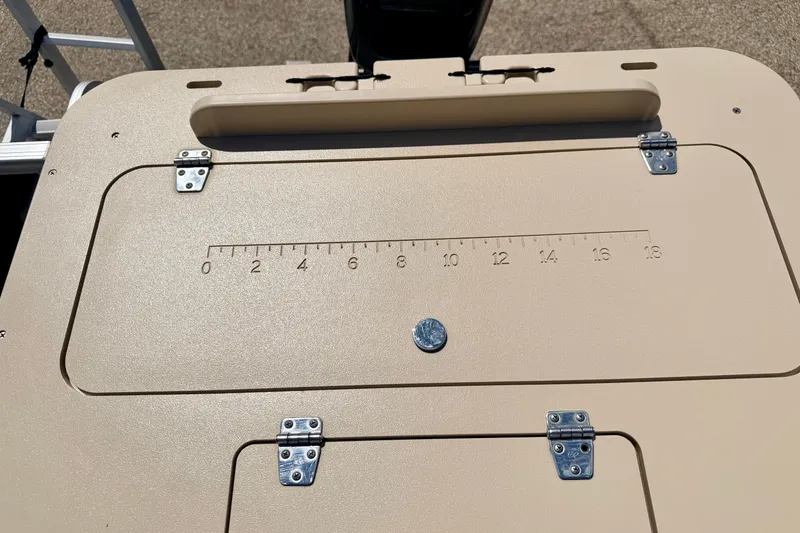 Slide: The Image of 2018 Sylvan 8522 Mirage Fish boat deck with built-in measuring ruler and hinges. - 54